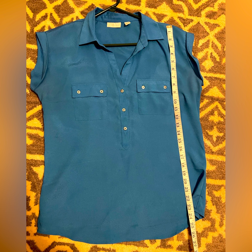 New York & Company Cap Sleeve Collared Blouse